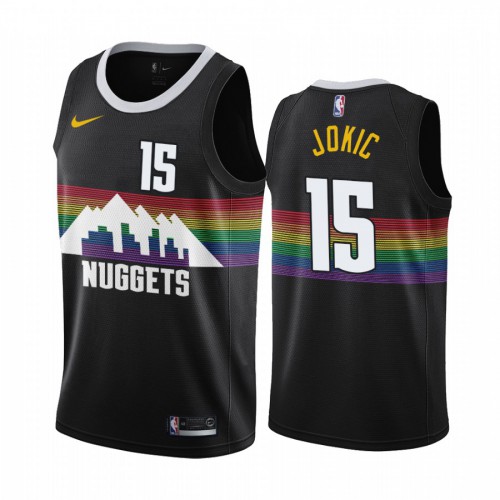 Denver Nuggets #15 Nikola Jokic Mens 2019-20 Black City Edition Jersey Mens