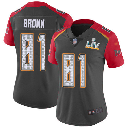 Tampa Bay Buccaneers #81 Antonio Brown Gray Women's Super Bowl LV Bound Stitched Limited Inverted Legend Jersey Womens