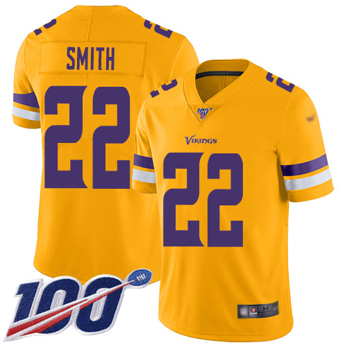 Vikings #22 Harrison Smith Gold Men's Stitched Limited Inverted Legend 100th Season Jersey