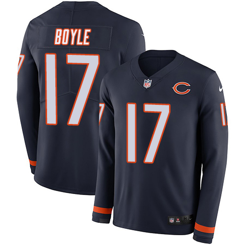 Bears #17 Tim Boyle Navy Blue Team Color Youth Stitched Limited Therma Long Sleeve Jersey
