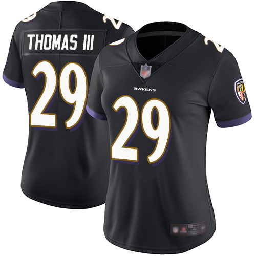 Baltimore Ravens #29 Earl Thomas III Black Alternate Women's Stitched Vapor Untouchable Limited Jersey Womens
