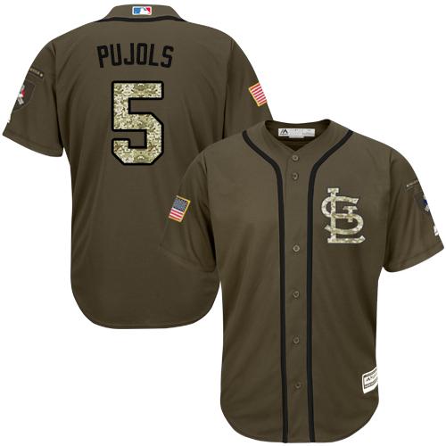 St.Louis Cardinals #5 Albert Pujols Green Salute to Service Stitched Jersey Men's