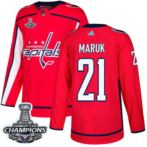 Adidas Washington Capitals #21 Dennis Maruk Red Home Authentic Stanley Cup Final Champions Stitched Jersey Men's