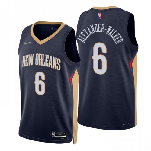 New Orleans Pelicans #6 Nickeil Alexander-Walker Navy Mens 2021-22 75th Anniversary Diamond Swingman Jersey - Icon Edition Mens