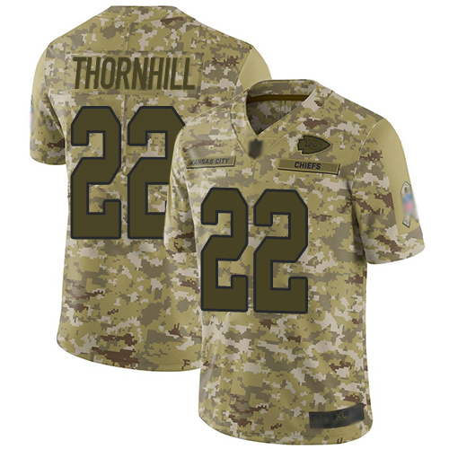 Kansas City Chiefs #22 Juan Thornhill Camo Men's Stitched Limited 2018 Salute To Service Jersey Men's