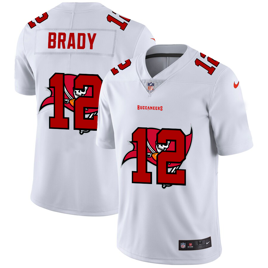 Tampa Bay Buccaneers #12 Tom Brady White Men's Team Logo Dual Overlap Limited Jersey