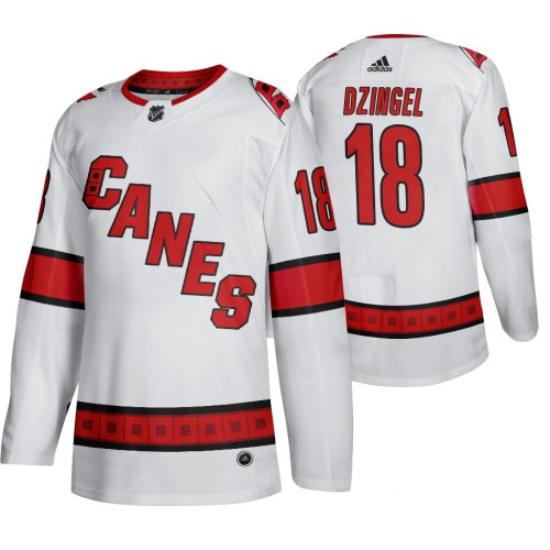 Carolina Carolina Hurricanes #18 Ryan Dzingel Men's 2019-20 Away Authentic Player White Stitched Jersey Men's