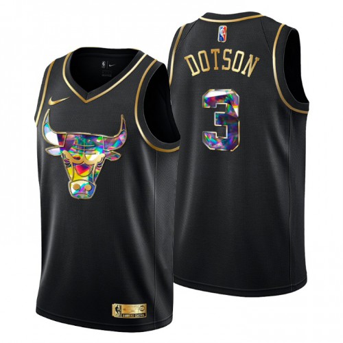 Chicago Chicago Bulls #3 Devon Dotson Mens Golden Edition Diamond Logo 2021/22 Swingman Jersey - Black Mens