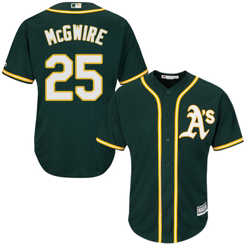 Oakland Athletics #25 Mark McGwire Green Cool Base Stitched Youth Jersey Youth