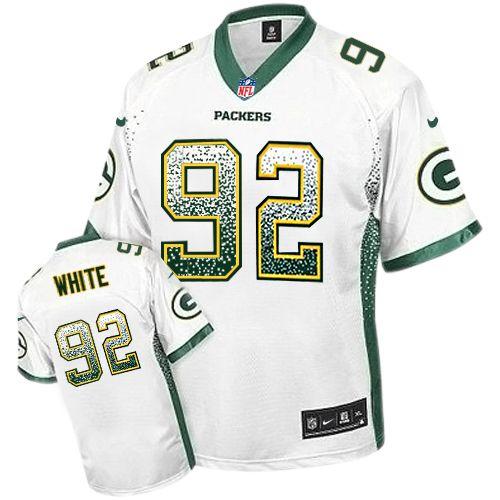Packers #92 Reggie White White Men's Stitched Elite Drift Fashion Jersey