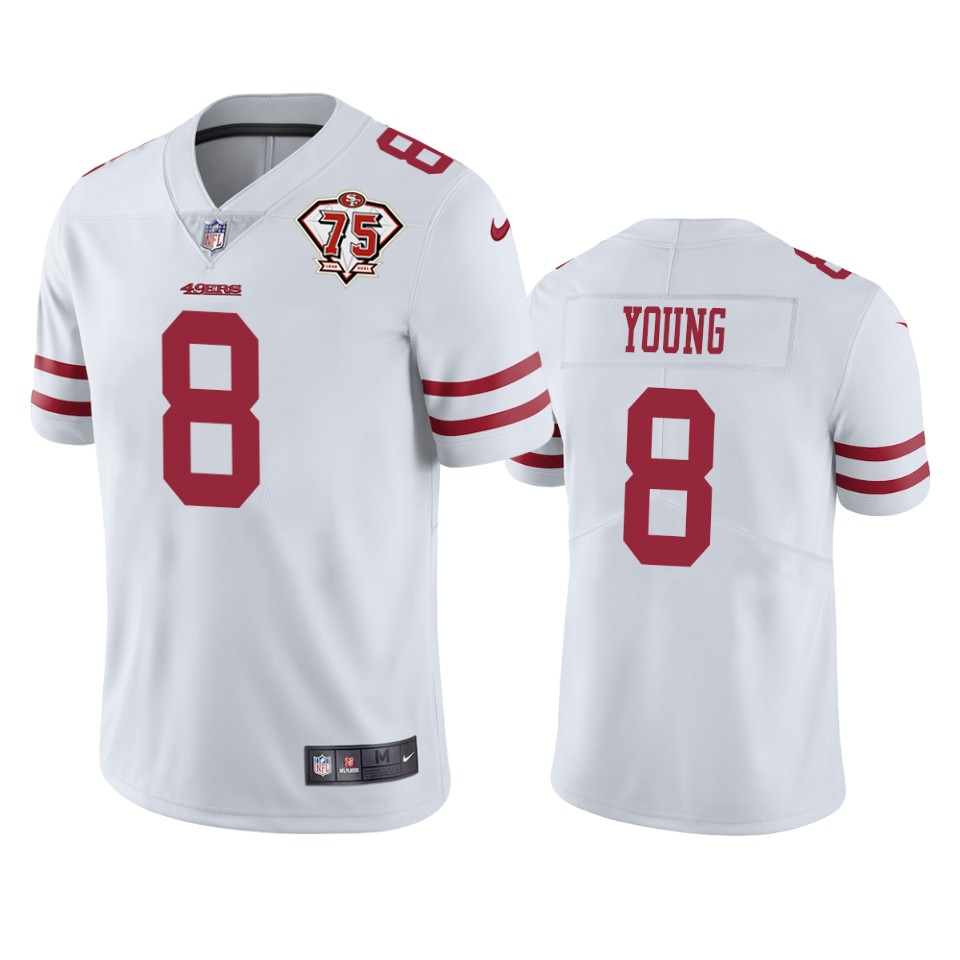 49ers #8 Steve Young White Youth 75th Anniversary Stitched Vapor Untouchable Limited Jersey