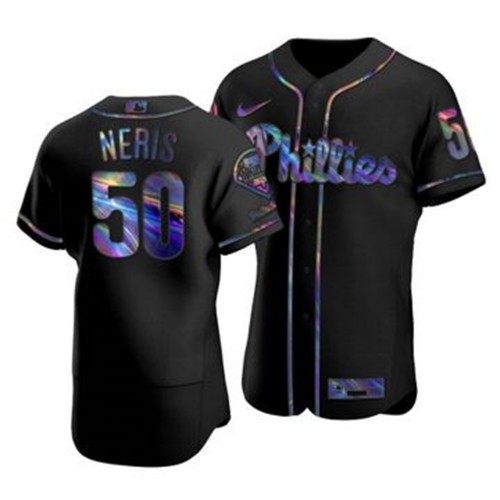 Philadelphia Philadelphia Phillies #50 Hector Neris Men's Iridescent Holographic Collection Jersey - Black Men's