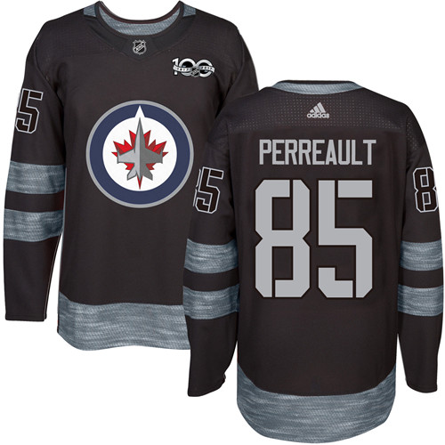 Adidas Winnipeg Jets #85 Mathieu Perreault Black 1917-2017 100th Anniversary Stitched Jersey Men's