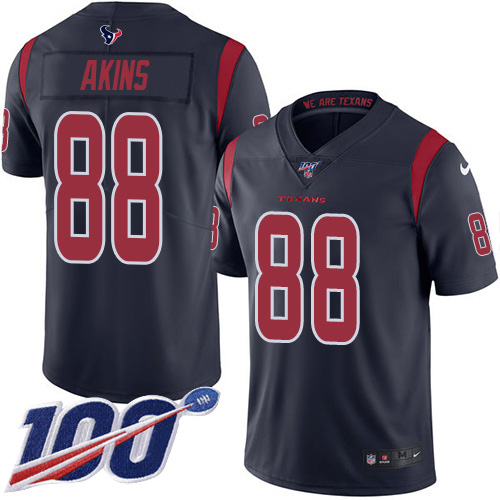 Houston Texans #88 Jordan Akins Navy Blue Men's Stitched Limited Rush 100th Season Jersey Men's