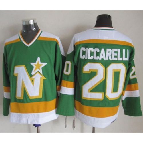 Dallas Stars #20 Dino Ciccarelli Stitched Green CCM Throwback Jersey Men's