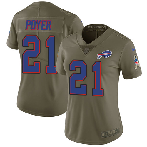 Buffalo Bills #21 Jordan Poyer Olive Women's Stitched Limited 2017 Salute to Service Jersey Womens