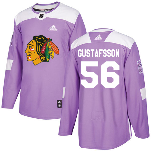 Adidas Chicago Blackhawks #56 Erik Gustafsson Purple Authentic Fights Cancer Stitched Youth Jersey Youth