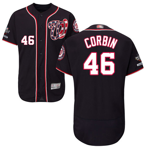 Washington Nationals #46 Patrick Corbin Navy Blue Flexbase Authentic Collection 2019 World Series Champions Stitched Jersey Men's