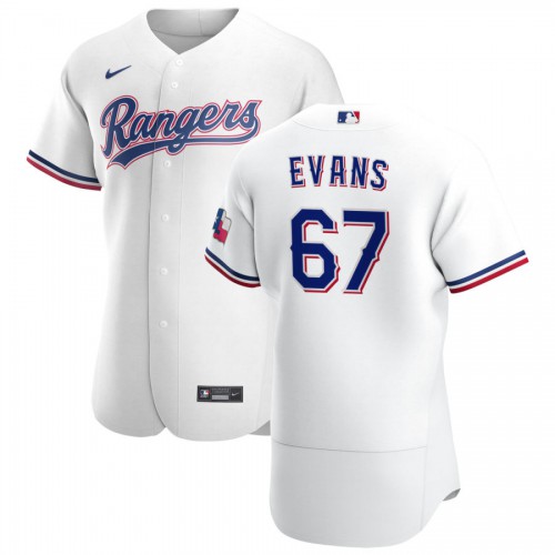 Texas Texas Rangers #67 Demarcus Evans Men's White Home 2020 Authentic Player Jersey Men's