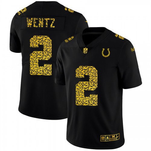 Indianapolis Indianapolis Colts #2 Carson Wentz Men's Leopard Print Fashion Vapor Limited Jersey Black Men's