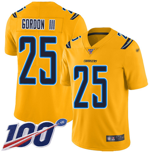 Los Angeles Chargers #25 Melvin Gordon III Gold Men's Stitched Limited Inverted Legend 100th Season Jersey Men's