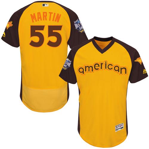Toronto Blue Jays #55 Russell Martin Gold Flexbase Authentic Collection 2016 All-Star American League Stitched Jersey Men's