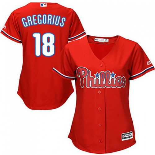 Philadelphia Phillies #18 Didi Gregorius Red Alternate Women's Stitched Jersey Womens