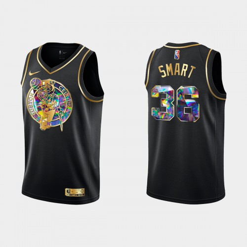 Boston Boston Celtics #36 Marcus Smart Mens Golden Edition Diamond Logo 2021/22 Swingman Jersey - Black Mens