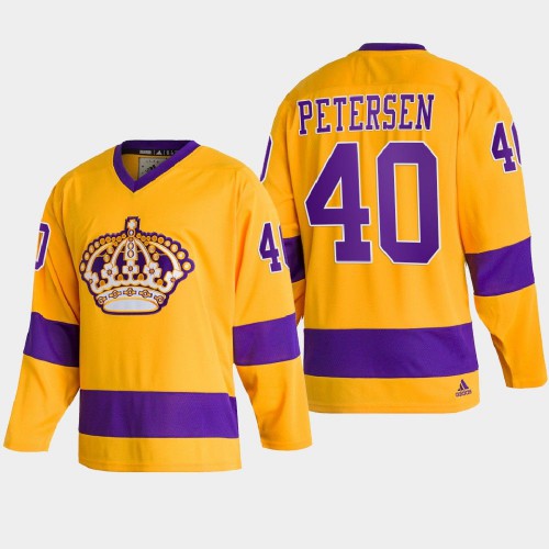 Adidas Los Angeles Kings #40 Cal Petersen Team Classics Gold Men's 2022 Throwback Jersey Men's