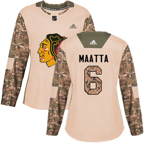 Adidas Chicago Blackhawks #6 Olli Maatta Camo Authentic 2017 Veterans Day Women's Stitched Jersey Womens