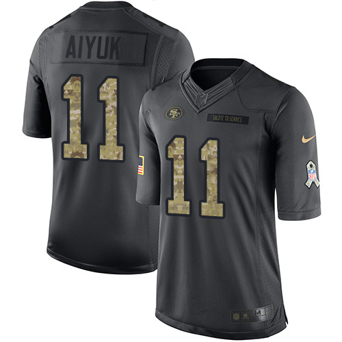 San Francisco 49ers #11 Brandon Aiyuk Black Men's Stitched Limited 2016 Salute to Service Jersey Men's