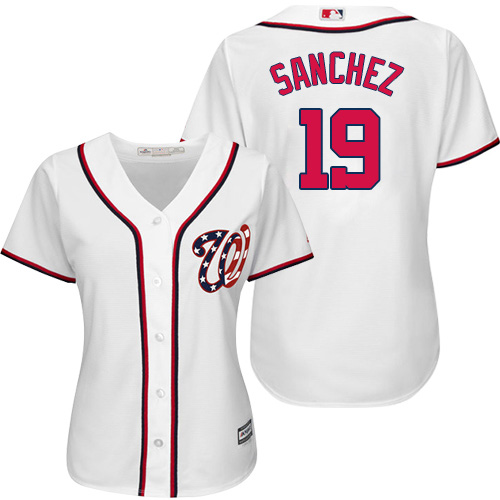 Washington Nationals #19 Anibal Sanchez White Home Women's Stitched Jersey Womens