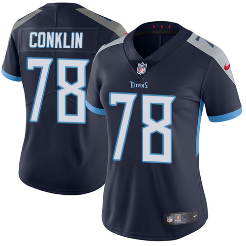 Tennessee Titans #78 Jack Conklin Navy Blue Team Color Women's Stitched Vapor Untouchable Limited Jersey Womens