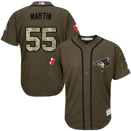 Toronto Blue Jays #55 Russell Martin Green Salute to Service Stitched Youth Jersey Youth