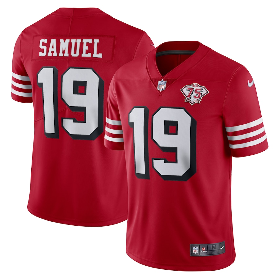 49ers #19 Deebo Samuel Red Rush Youth 75th Anniversary Stitched Vapor Untouchable Limited Jersey