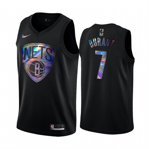 Brooklyn Nets #7 Kevin Durant Mens Iridescent Holographic Collection Jersey - Black Mens