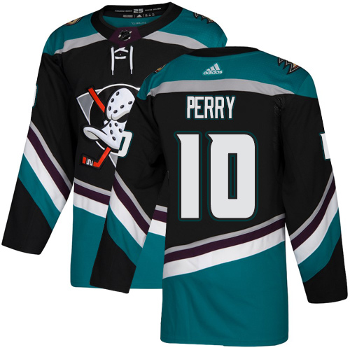 Adidas Anaheim Ducks #10 Corey Perry Black/Teal Alternate Authentic Stitched Jersey Men's