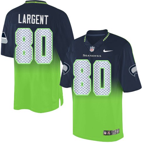 Seahawks #80 Steve Largent Steel Blue/Green Men's Stitched Elite Fadeaway Fashion Jersey