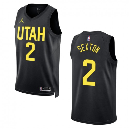 Utah Utah Jazz #2 Collin Sexton Mens Black 2022-23 Statement Edition Jersey Mens