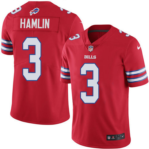 Bills #3 Damar Hamlin Red Men's Stitched Limited Rush Jersey