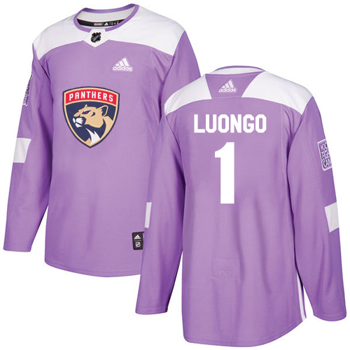 Adidas Florida Panthers #1 Roberto Luongo Purple Authentic Fights Cancer Stitched Jersey Men's