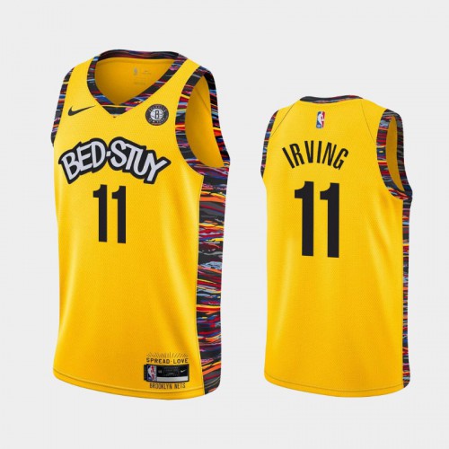 Brooklyn Brooklyn Nets #11 Kyrie Irving Mens Yellow 2019-20 City Edition Jersey Mens