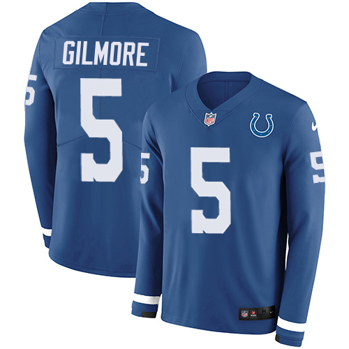 Colts #5 Stephon Gilmore Royal Blue Team Color Men's Stitched Limited Therma Long Sleeve Jersey