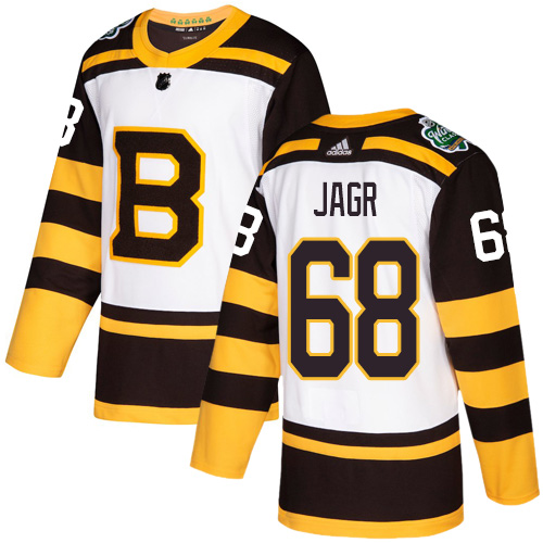 Adidas Boston Bruins #68 Jaromir Jagr White Authentic 2019 Winter Classic Stitched Jersey Men's