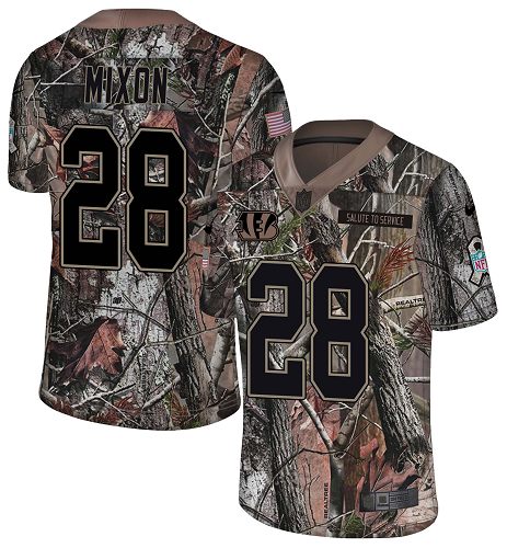 Bengals #28 Joe Mixon Camo Youth Stitched Limited Rush Realtree Jersey