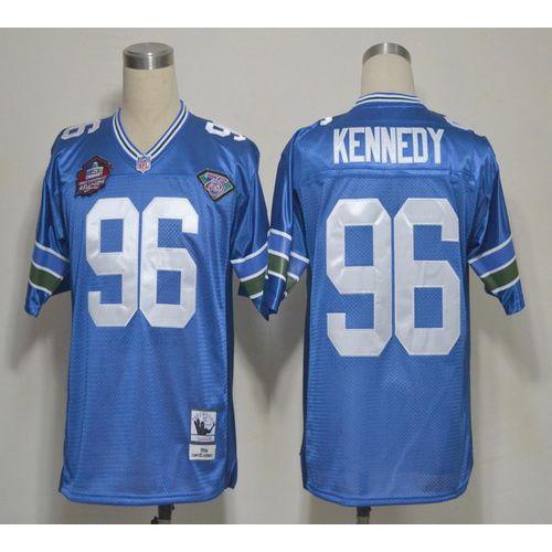 Mitchell And Ness Hall of Fame 2012 Seattle Seahawks #96 Cortez Kennedy Blue Stitched Throwback Jersey Men's