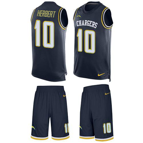 Chargers #10 Justin Herbert Navy Blue Team Color Men's Stitched Limited Tank Top Suit Jersey