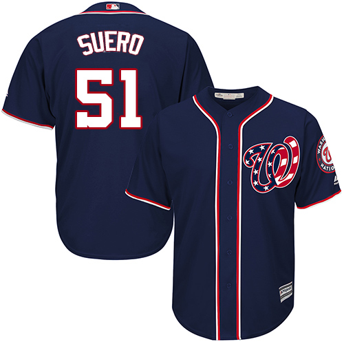 Washington Nationals #51 Wander Suero Navy Blue New Cool Base Stitched Youth Jersey Youth