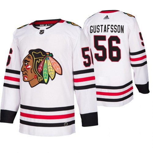 Chicago Chicago Blackhawks #56 Erik Gustafsson 2019-20 Away Authentic Player White Jersey Men's