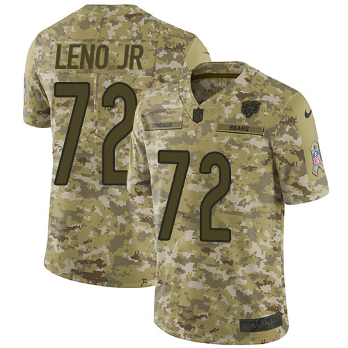 Chicago Bears #72 Charles Leno Jr Camo Men's Stitched Limited 2018 Salute To Service Jersey Men's